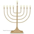 thumbnail image 1 of Extra Large 23" Display Electric Menorah Satin Gold with Flame Shaped Bulbs Traditional U-Shape USB Electronic LED Hanukkah Minorah with 10 Screw-in Frosted Bulbs Chanukah Decorations By Zion Judaica, 1 of 7