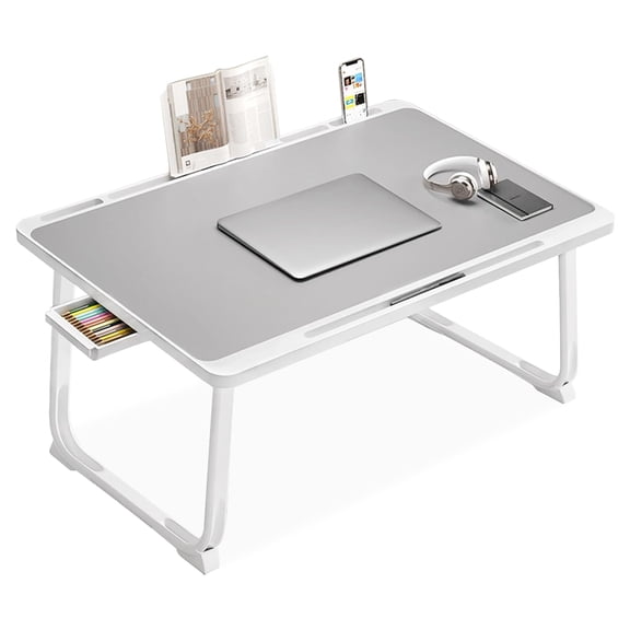 Extra Large 23 Inch Foldable Laptop Bed Desk With Storage Drawer & Bookstand Portable Lap Tray Table For Sofa Couch Floor Multifunction Home Office