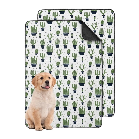 Extra Large 24" x35" Pet Pee Pads Reusable, Washable Indoor Dog Potty Pads with Non-Slip Base and Decorative Foliage Pattern (Plant patterns)