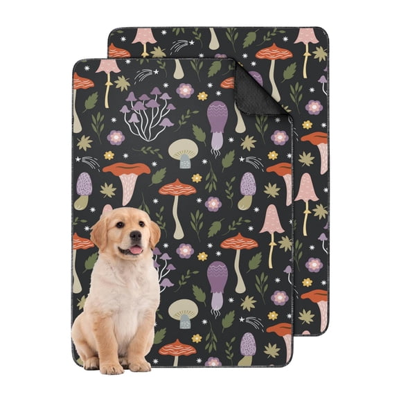 Extra Large 24" x35" Reusable Housebreaking Pads for Dogs, Washable Pee Pads with Skid Resistant Base and Plant Motifs