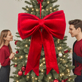 thumbnail image 1 of Extra Large 25 Inch Red Velvet Christmas Bow – Premium Flannel Ribbon Ornament for Tree Topper, Wreaths, Gift Wrapping & Wedding Decorations, 1 of 6
