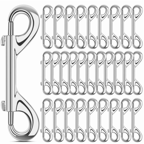 Extra Large 3.5 Inch Double Ended Bolt Snaps Hooks 110lbs Load Capacity Zinc Alloy Buckles for Heavy Duty Trigger Snap,30 x Double-headed hook,Silver