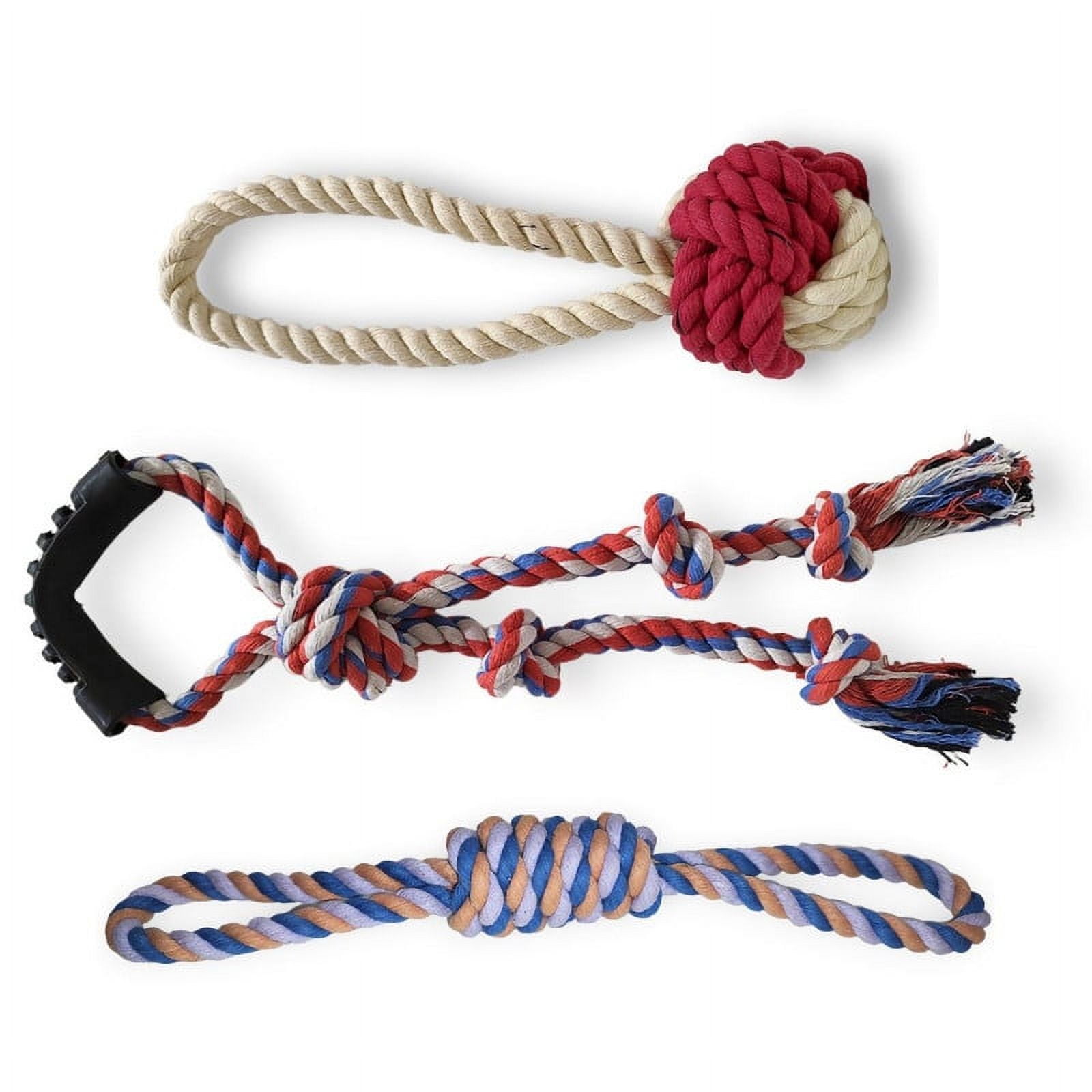Extra Large 3-Piece Rope Toys Combo Pack for Tug, Chew, Teething ...