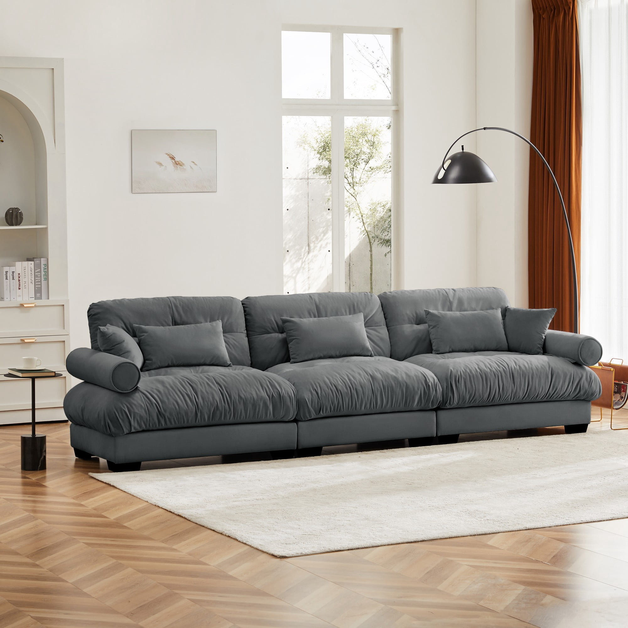 Extra Large 3 Seat Modern Velvet Sofa, Oversize Sofa, Clould Like