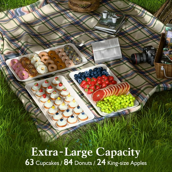 Large 3-Tier Melamine Serving Tray Set and Cupcake Stand for Party Events, 17" Platters with Tiered Stand, Holds 63 Cupcakes, Food, Dessert, and Fruit – Black