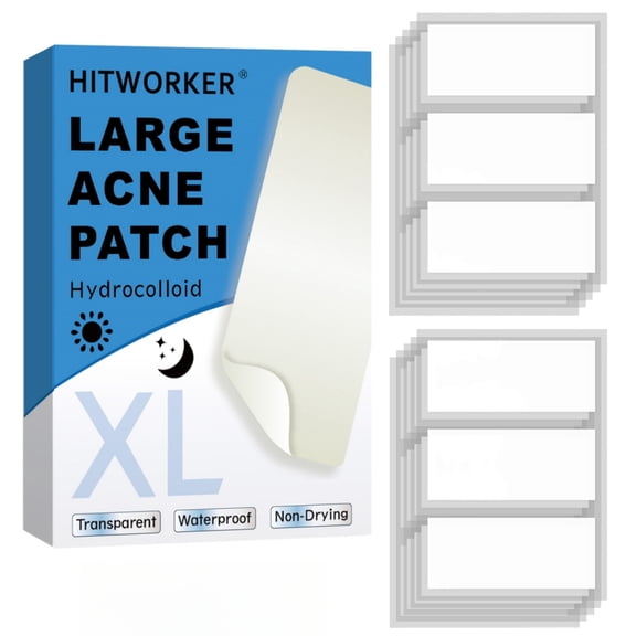 Extra Large 30-Count Hydrocolloid Acne Patches - Alcohol-Free, Fragrance-Free Spot Stickers For All Skin Types, Cleansing Pimples & Blemishes