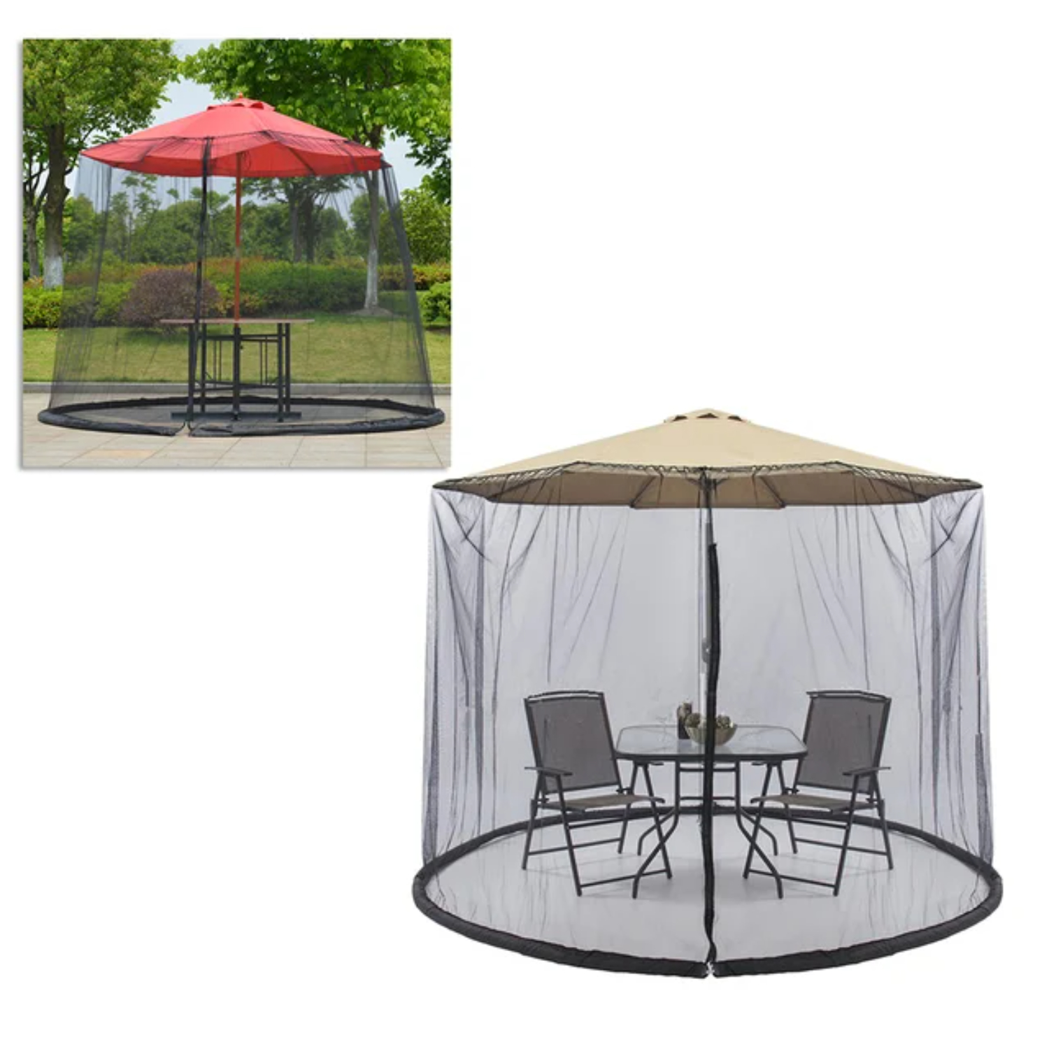 Extra Large 300 X 230CM Patio Umbrella with Netting Canopy Screen for