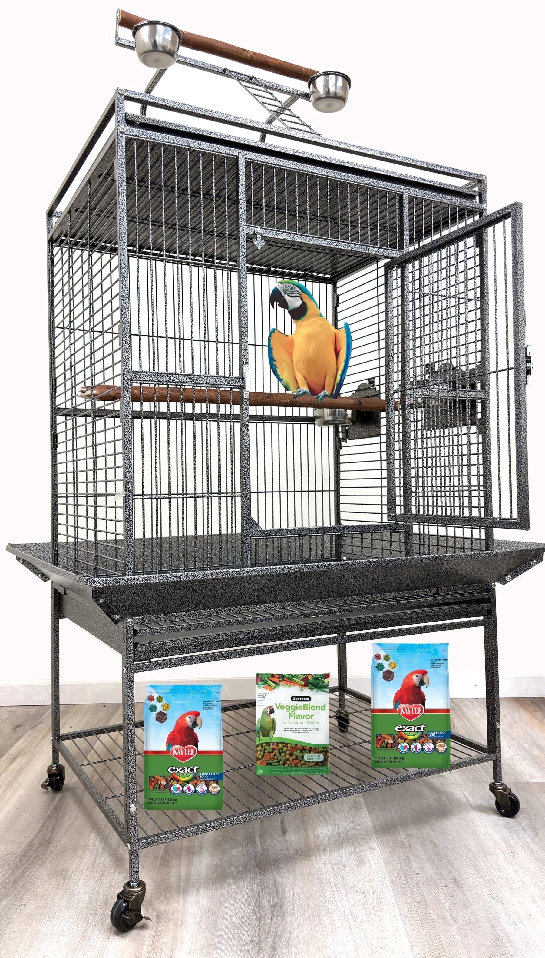 Mcage 32" x 23" x 69" Double Ladders Parrot Cage with Play Top ...