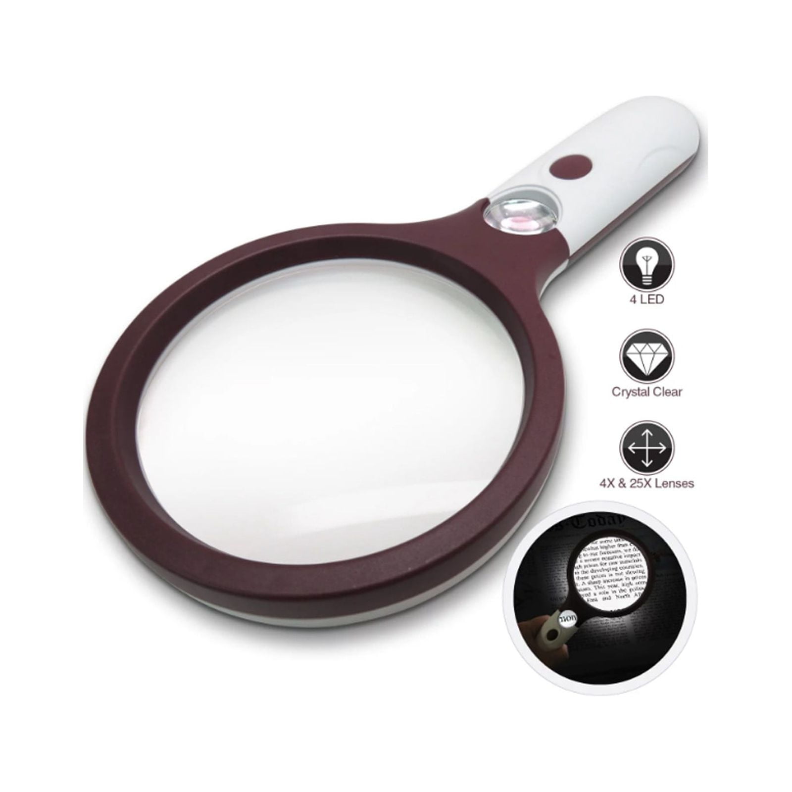 Extra Large 3X Magnifying Glass With 4 Binoculars Eye Cups 20x50