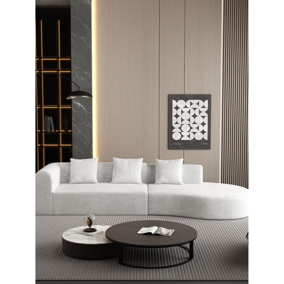 Extra Large 4-Person Modular Sofa | Sit or Lie Down in Living Room | Luxury Wrinkle-Resistant Corduroy | No Assembly, Long-Lasting Support