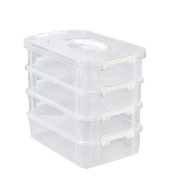 Extra Large 4-Tier Organizer Stackable Storage Box With Lid Clear Plastic Organizer Drawers Storage Box Storage Case With Handle