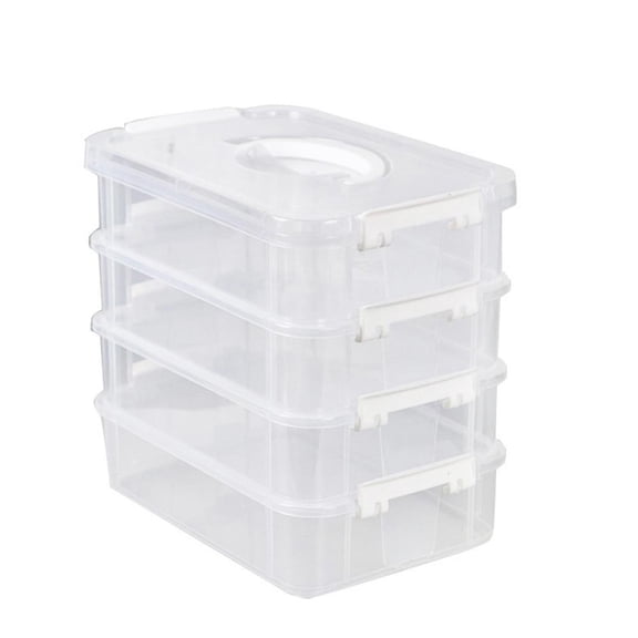 Extra Large 4-Tier Organizer Stackable Storage Box With Lid Clear Plastic Organizer Drawers Storage Box Storage Case With Handle