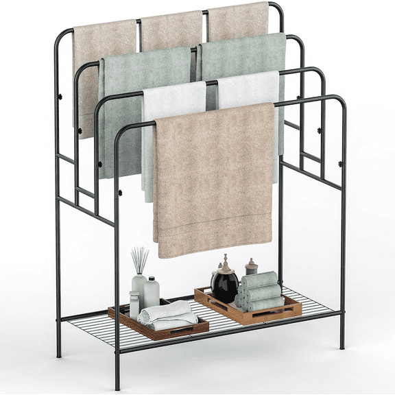 Extra Large 4-Tier Towel Rack - Versatile Stand for Pool, Beach, and Home