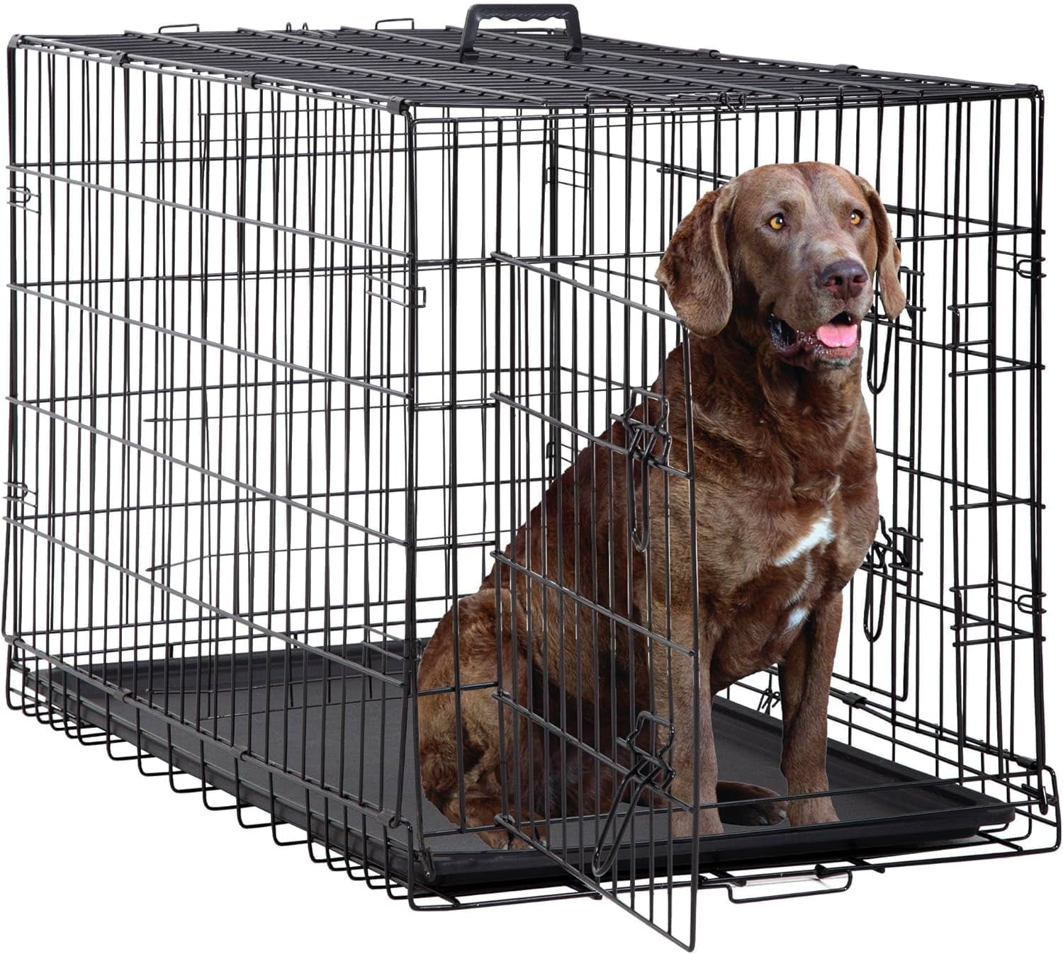 Image showcasing Extra Large 48 Inch Dog Crate for Big Dogs, Heavy Duty Metal Wire Cage ...