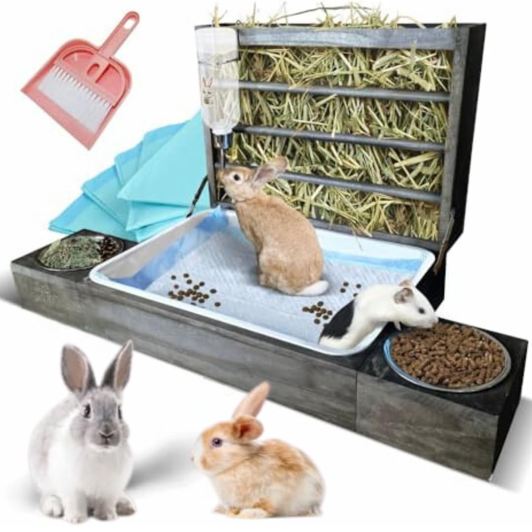 ExtraLarge 4in1 Rabbit Litter Box HYZ01 with Hay for Small Pets