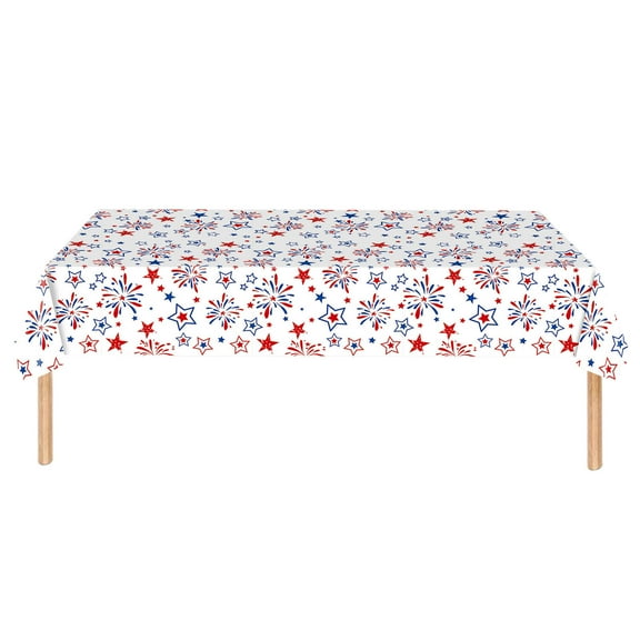 Extra Large 4th of July Tablecloth (137x274cm) - Waterproof Reusable Plastic Holiday Dining Decor for Indoor/Outdoor Use