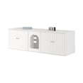 thumbnail image 1 of Extra Large 57.5" Cat Litter Box Enclosure for 2 Cats, Hidden Litter Box Furniture with Floor Base, Indoor Cat House & TV Stand for Living Room, White, 1 of 9
