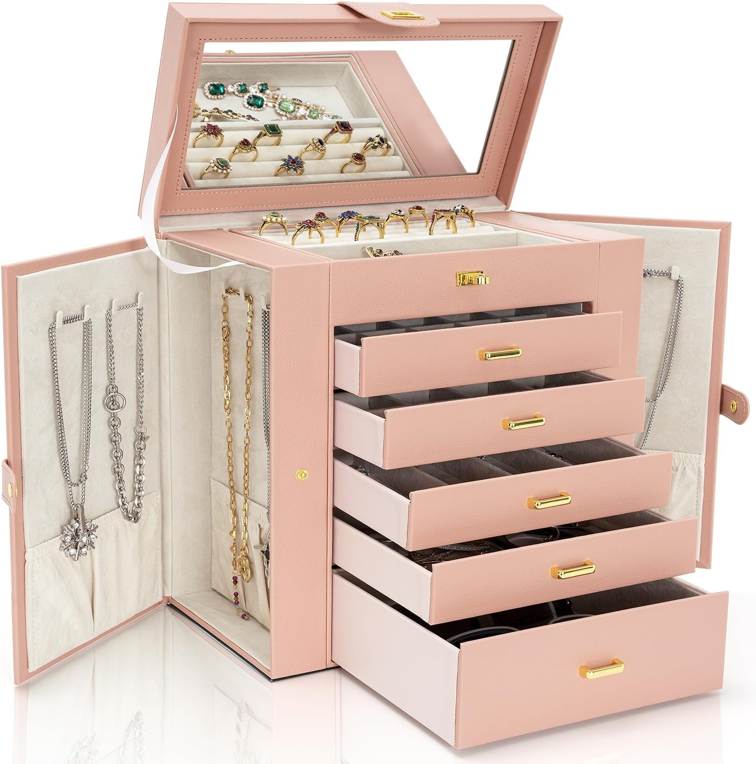 Extra Large 6Tier Jewelry Box Organizer Functional Huge 5 Drawers