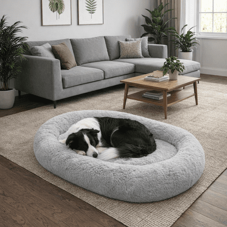 Extra Large 67" X 43" X 8" Orthopedic Pet Bed For Humans And Dogs, Plush High-Loft Mattress With Removable Handles & Non-Slip Bottom - Grey