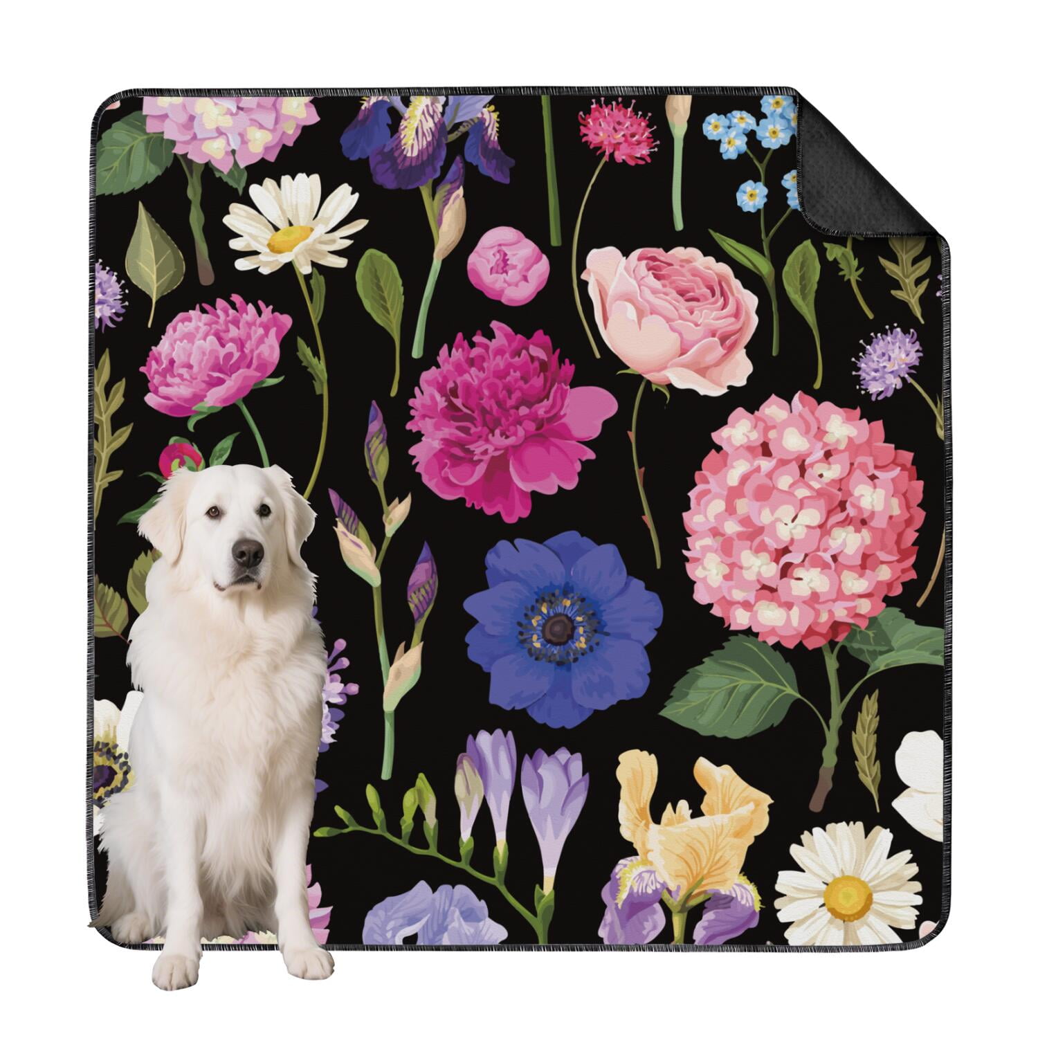 Extra Large 72x72 Inch Dog Pee Pads Washable, Highly Absorbent Reusable Potty Training Pads, Durable Leak-Proof Mat with Floral Design for Indoor Use