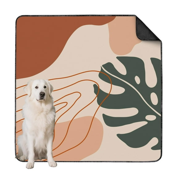Extra Large 72x72 Inch Pet Mat with Secure Grip Backing, Boho Style Reusable Housebreaking Pad for Pet Crates and Tile Floors, Absorbent Whelping Mat