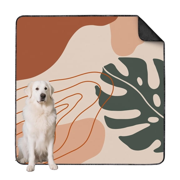 Extra Large 72x72 Inch Pet Mat with Secure Grip Backing, Boho Style Reusable Housebreaking Pad for Pet Crates and Tile Floors, Absorbent Whelping Mat