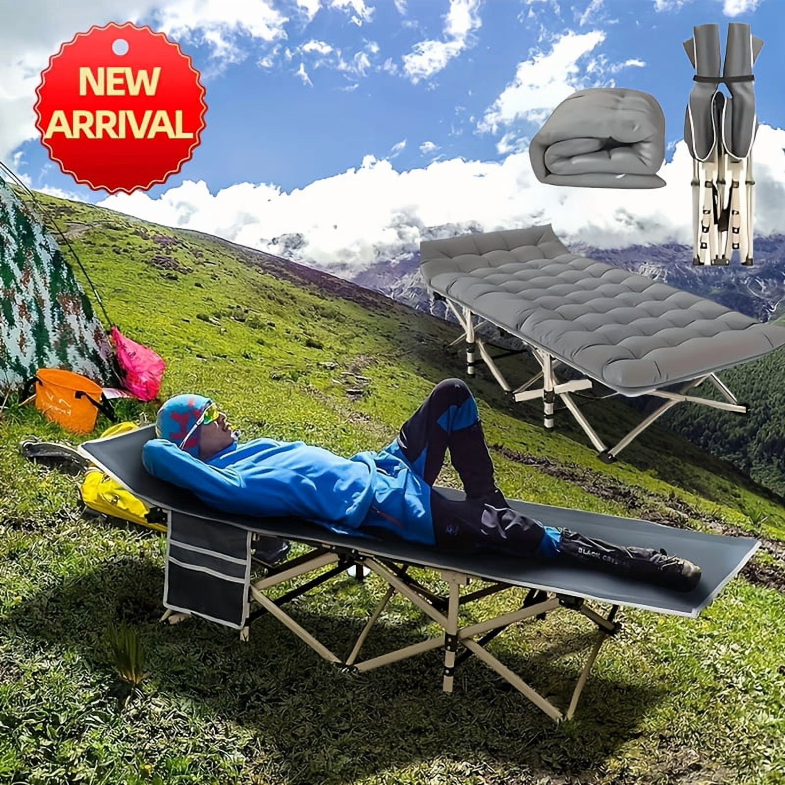 Extra Large 75-Inch Foldable Outdoor Camping Bed - Double-Sided ...