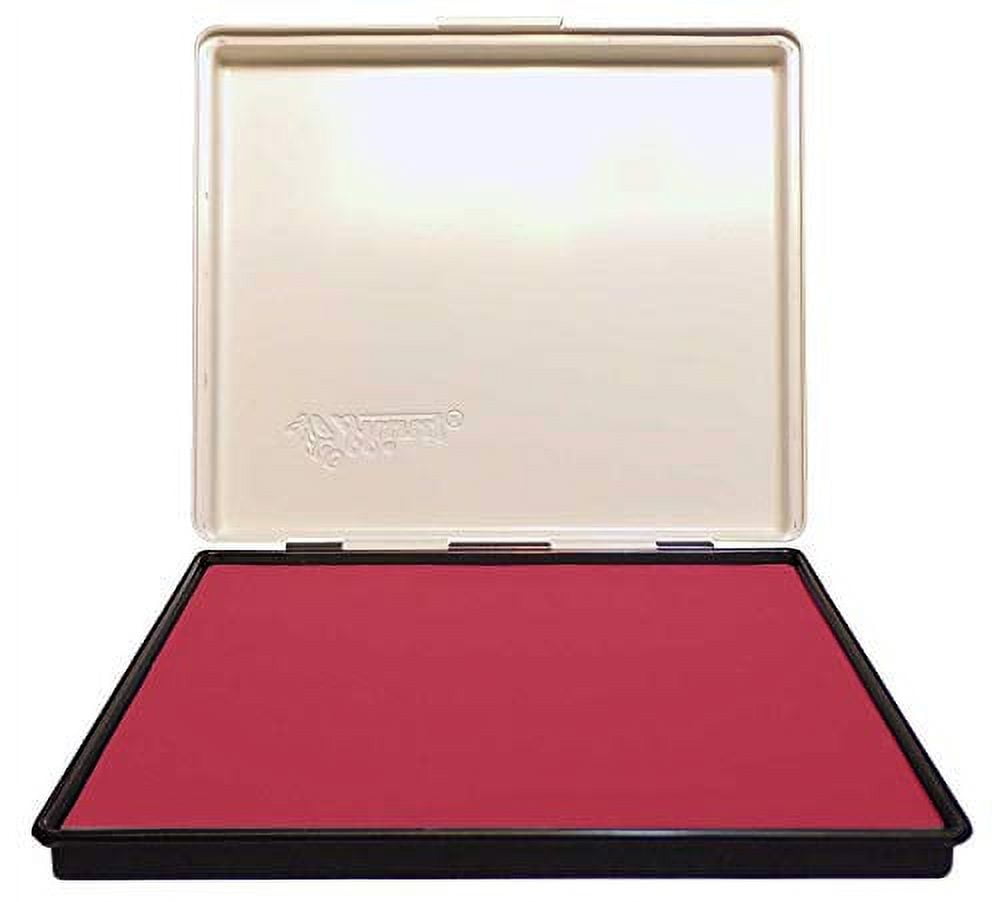 Extra Large 8" x 12" Industrial Rubber Stamp Ink Pad in Metal Case, Crimson Stamp Pad