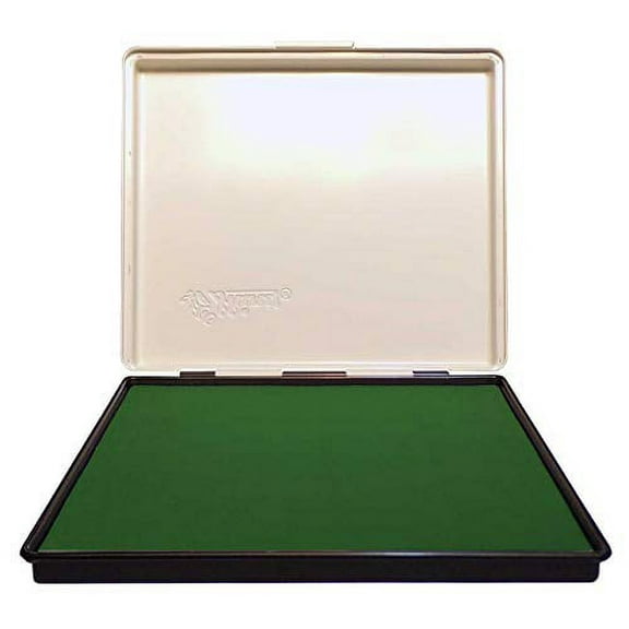 Extra Large 8" x 12" Industrial Rubber Stamp Ink Pad in Metal Case, Lime Stamp Pad