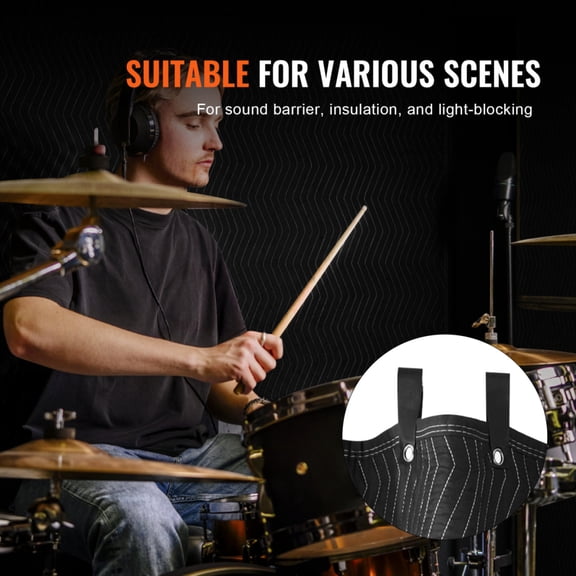 Extra Large 96x80 Sound Dampening Blanket Black Polyester Studio Grommeted Soundproof Blanket Light Blocker for Door Acoustic Noise Blocking Sound Absorption Sheet