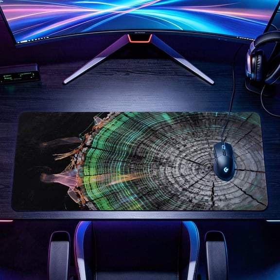 Extra Large Abstract Tree Ring Texture Mouse Pad,Non Slip Rubber Pad,Desktop Decoration Drotection Pad,Washable,Lock Edge Multi Size,Premium Multipurpose Mousepad
