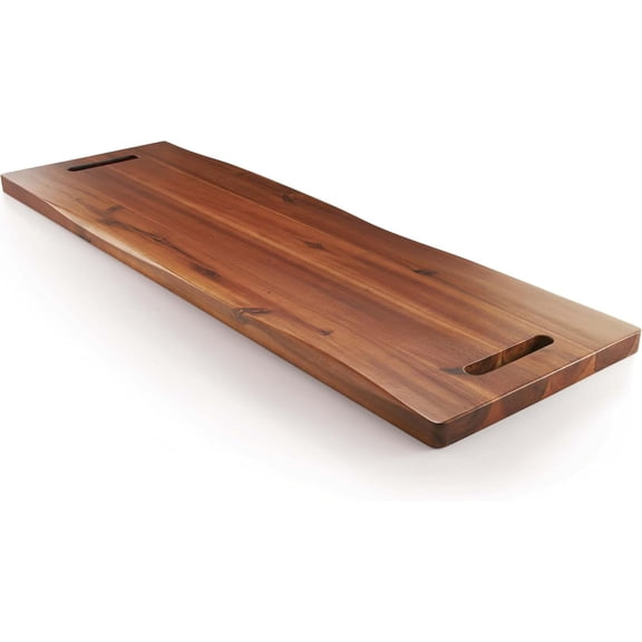 Extra Large Acacia Wood Charcuterie Board with Handles - Rectangular Wooden Serving Tray for Cheese, Meat, Appetizers, and Fruit Display