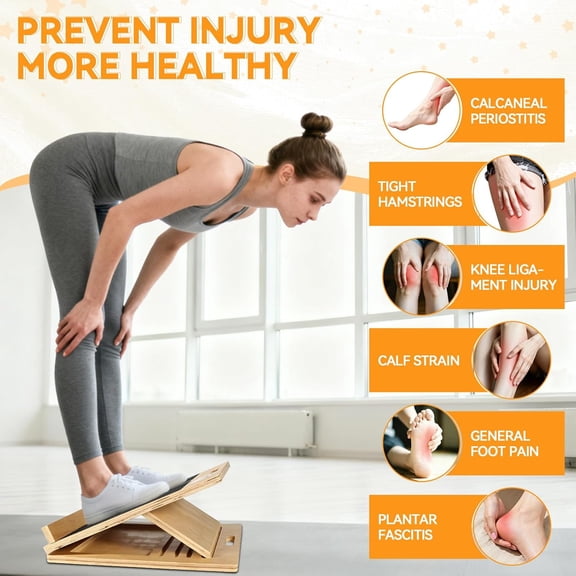 Extra Large Adjustable Wooden Slant Board - 15.7x20 Inches Calf Stretcher for Plantar Fasciitis & Ankle Rehab, Anti-Slip (220 LBS Capacity)