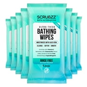 Extra Large Adult Bathing Wipes - Disposable Body Cleansing Wipes for Men, Women & Elderly - Great for Gym, Camping, Post Surgery - No Rinse Shower Bath Wipes - 80 Count