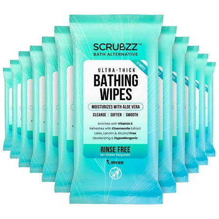 Extra Large Adult Bathing Wipes - Disposable Body Cleansing Wipes for Men, Women & Elderly - Great for Gym, Camping, Post Surgery - No Rinse Shower Bath Wipes - Fresh Scent, 120 Count