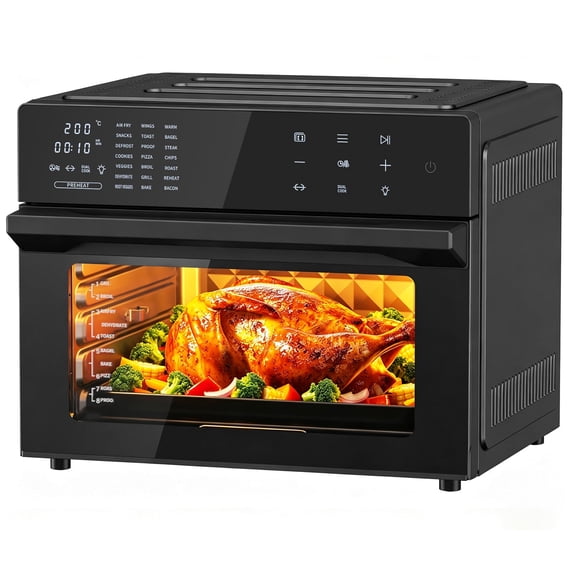 Air Fryer Toaster Oven Combo, 32QT Large Capacity, 21-in-1 Cooking Functions, 1800W Convection Oven with 360° Rotisserie, 4-Layer Cooking Space, Complete Accessories for Family Daily Use
