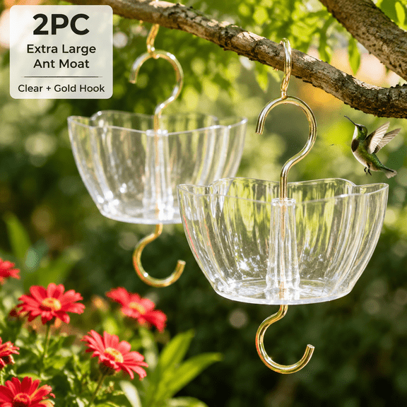 Extra Large Ant Moat for Hummingbird Feeder - Pack of 2PC Capacity Insect Guard Red Daisy