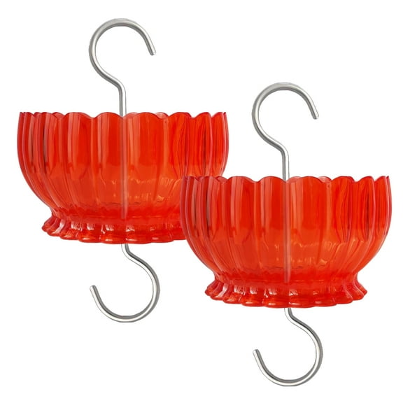 Extra Large Ant Moat for Hummingbird Feeder - Pack of 2PC x 9 OZ Capacity Insect Guard Red Daisy
