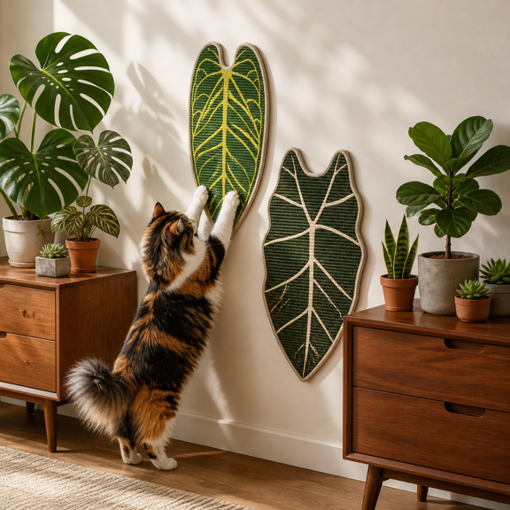 Extra Large Anthurium Leaf-Shaped Sisal Cat Scratcher for Wall & Floor Furniture Protection