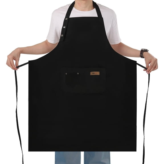 Extra Large Aprons for Men Adjustable Button Bib Apron with 3 Pockets Chef Cooking Kitchen Aprons Women Water Oil Resistant