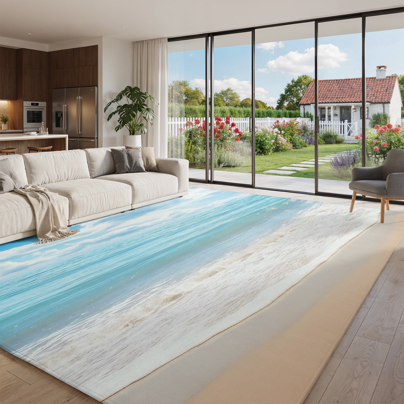 Extra Large Area Rug 8x10ft,Blue Ocean Non Slip Floor Carpet Mat for ...