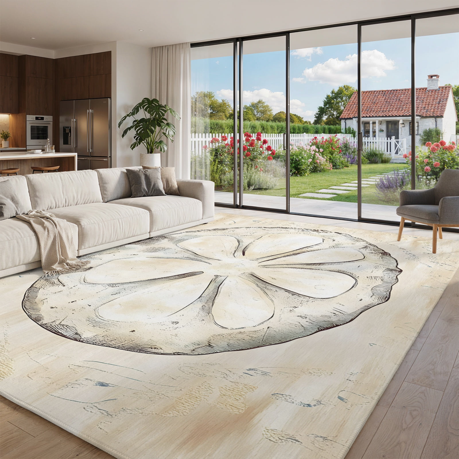 Extra Large Area Rug 8x10ft, Sand Dollar Coastal Non Slip Floor Carpet ...