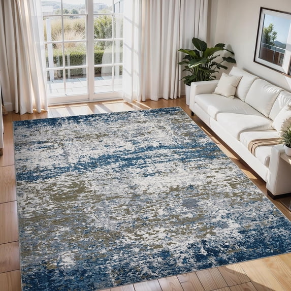 Extra Large Area Rugs 10x13ft Modern Abstract Faux Wool Rug Ultra-Soft Low Pile Accent Rug Stain Resistant Carpet Machine Washable Rugs for Bedroom with Non Slip Backing