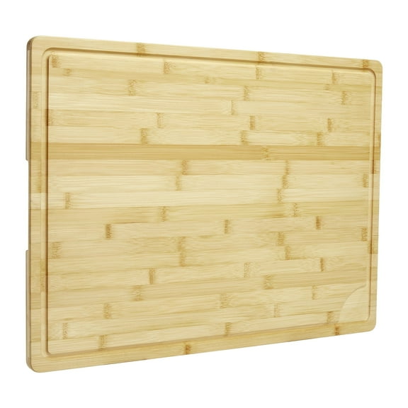 Extra Large Bamboo Cutting Board 24"x18", XL Chopping Board for Kitchen with Juice Groove & Handles, Butcher Block Serving Tray for Meat, Cheese, Veggies