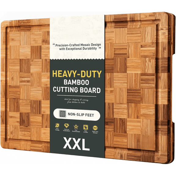 Extra Large Bamboo Cutting Board Non Slip Over Sink Kitchen 2025 First Apartment Essentials Wooden Cutting Board New Home Must Haves Accessories House Warming Decor Housewarming Hostess Host Gifts