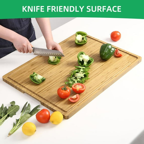 Extra Large Bamboo Cutting Board, Wooden Cutting Board for Kitchen With JuiceGroove and Handles, Over Sink Board Meat Cutting Board, Large Caving Board C-harcuterie Board