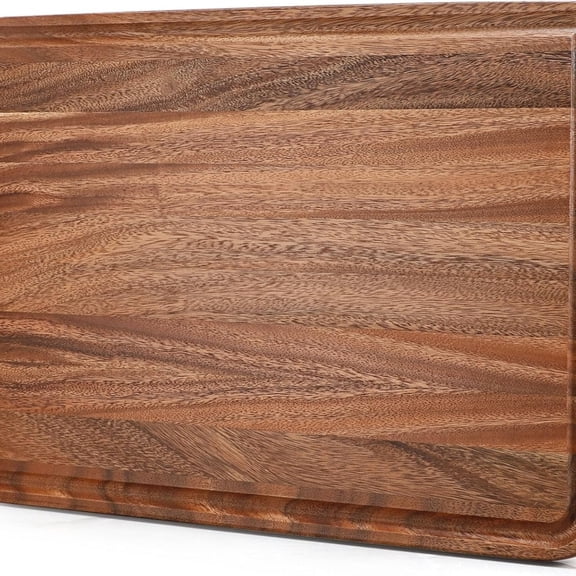Extra Large Bamboo Wood Cutting Board for Kitchen, XXL Organic Acacia Wooden Butcher Block Chopping/Carving Board with Juice Groove for Turkey, Meat, Veggies, BBQ