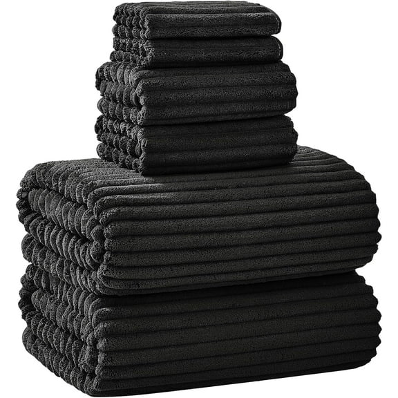 Extra Large Bath Towel Set of 6 (40"x80"),Oversized Bath Sheet Super Soft Highly Absorbent Microfibers Quick Dry Luxury Shower Towel for Bathroom Spa Gym Hotel Yoga (Black, 6Piece)