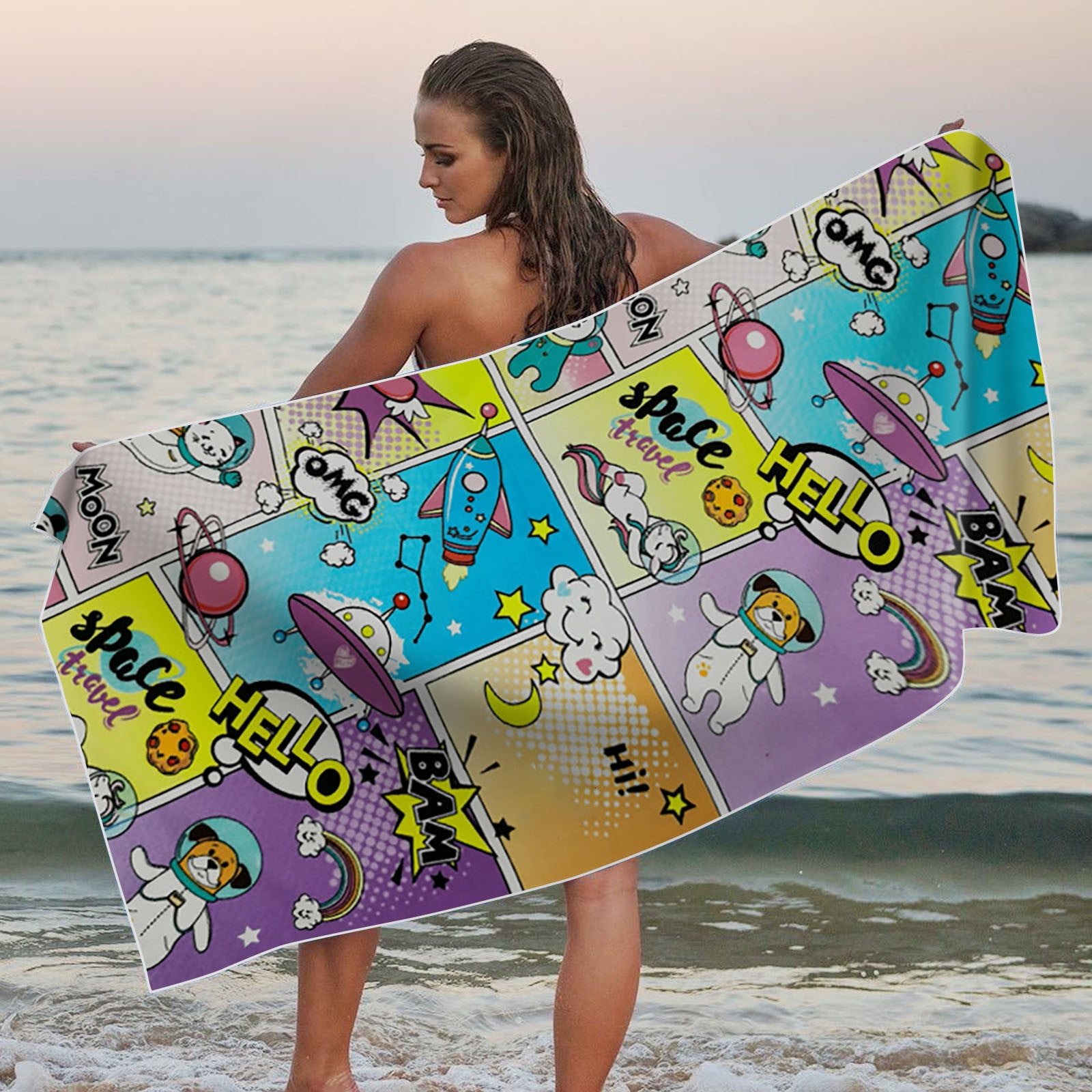 Loon & Lake Luxury Oversized Beach Towel - 40" X 70", 100% Combed Cotton, 600 GSM, Sunset Design