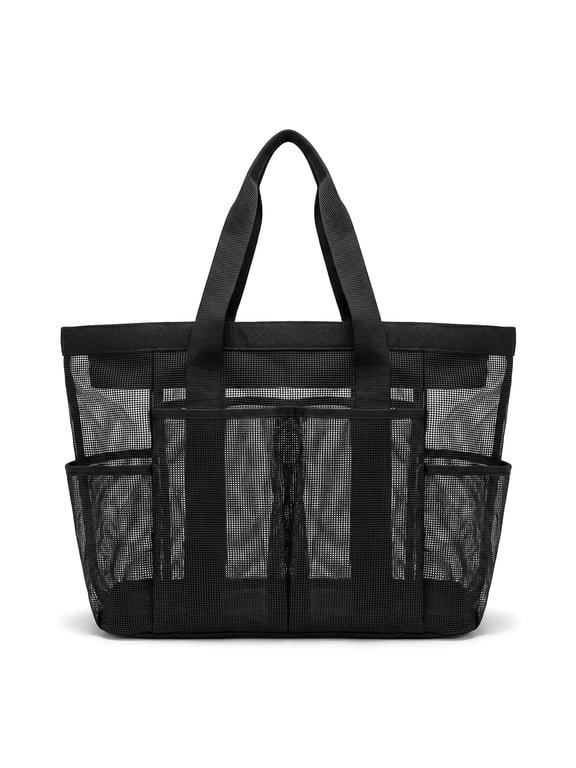 Extra Large Mesh Beach Bag with Zipper & Pockets, Large Capacity Tote for Family Cruise Vacation Essentials, Sand Proof Summer Travel Gear